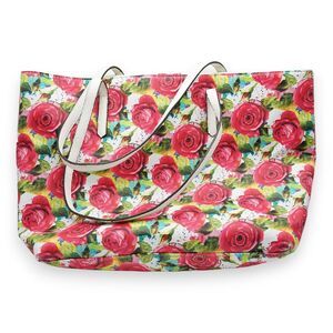 Juicy‎ Couture White Multi Rose Tote Bag  14" W x 13" H